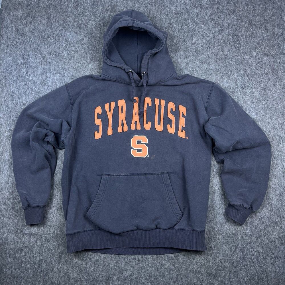 Colosseum Athletics Men's Syracuse Hoodie Sweatshirt Gray Orange College Size L